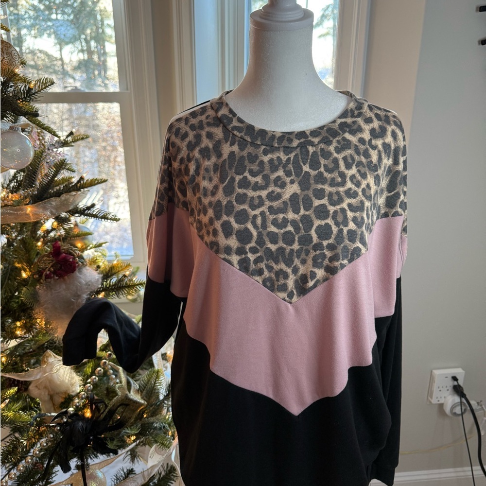 HEIMISH USA Leopard Print and Black Top
